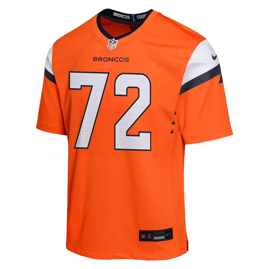Garett Bolles 72 Denver Broncos YOUTH - 2026 Super Bowl LX Orange Game Team Jersey
