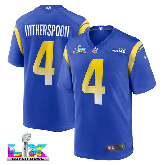 Ahkello Witherspoon 4 Los Angeles Rams 2026 Super Bowl LX - Royal Game Player Jersey