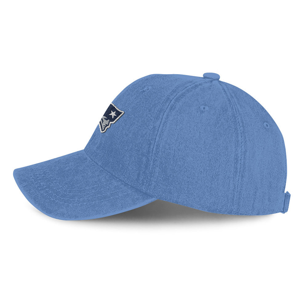 New England Patriots 25/26 Washed Cotton Cap – Logo Iconic Printed Graphic - Denim Blue