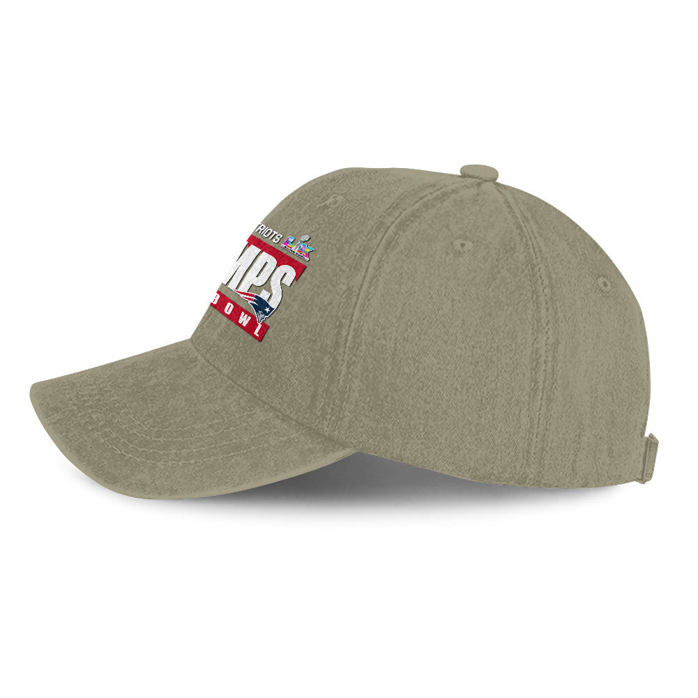 New England Patriots Super Bowl LX Champs 25/26 Washed Cap – Printed Graphic - Olive Khaki