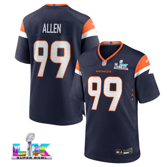 Zach Allen 99 Denver Broncos 2026 Super Bowl LX - Navy Alternate Game Jersey