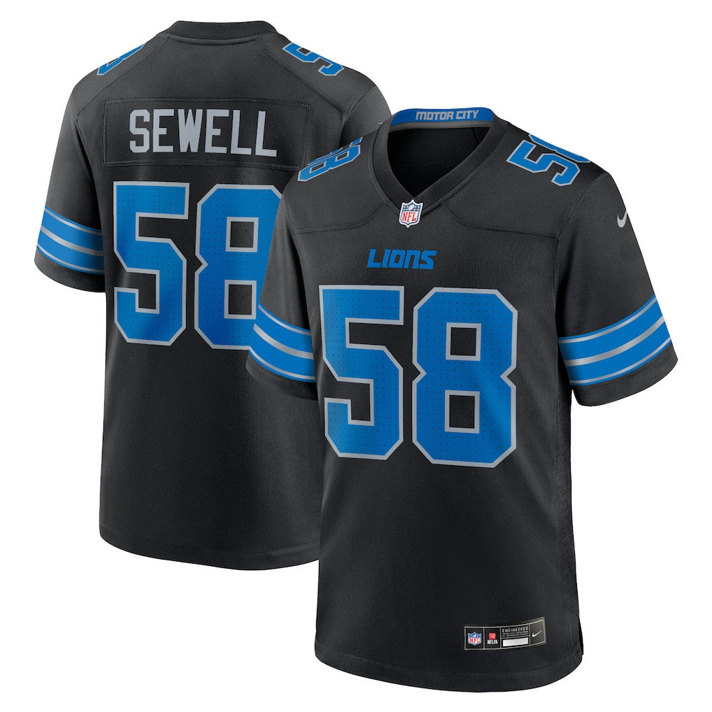 Penei Sewell 58 Detroit Lions 2nd Alternate Game Men Jersey - Black