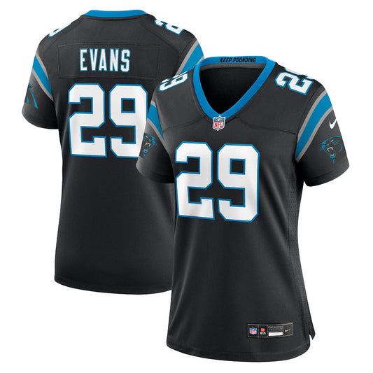 Akayleb Evans 29 Carolina Panthers Women's Team Game Jersey - Black