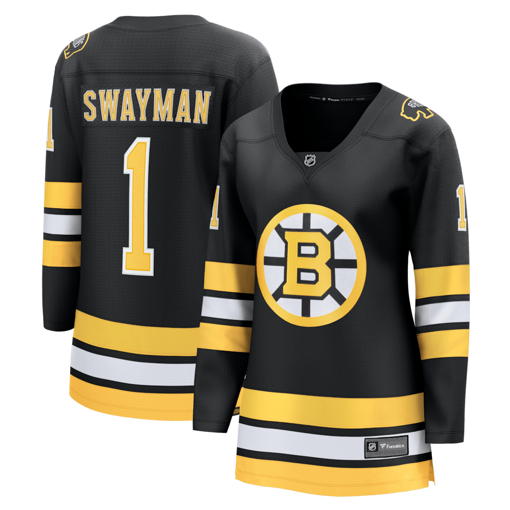Jeremy Swayman 1 Boston Bruins Women's Home Breakaway Jersey - Black