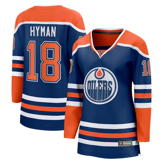 Zach Hyman 18 Edmonton Oilers Women's Home Breakaway Jersey - Orange/Royal