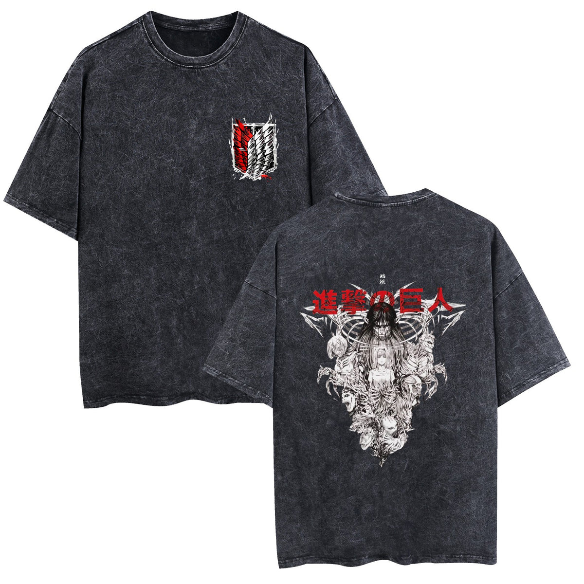 Washed Couple Short Sleeve T-Shirt Anime Attack on Titan