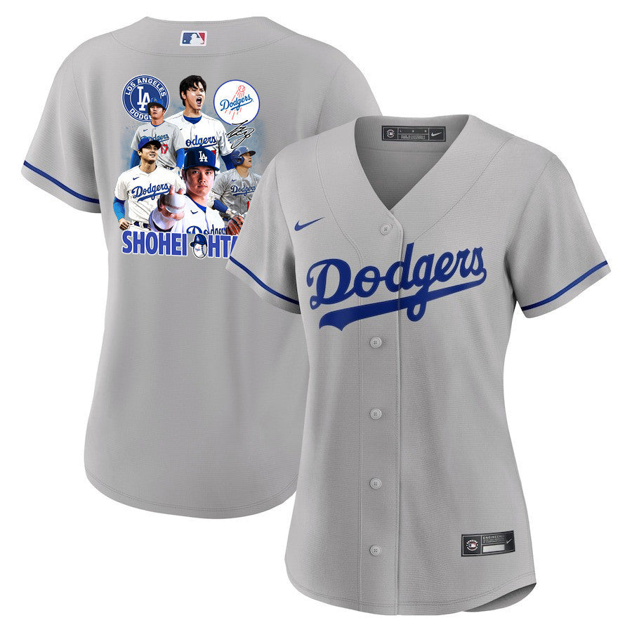 Shohei Ohtani 17 Los Angeles Dodgers Signed Sho King 2023 Road Women Jersey - Gray