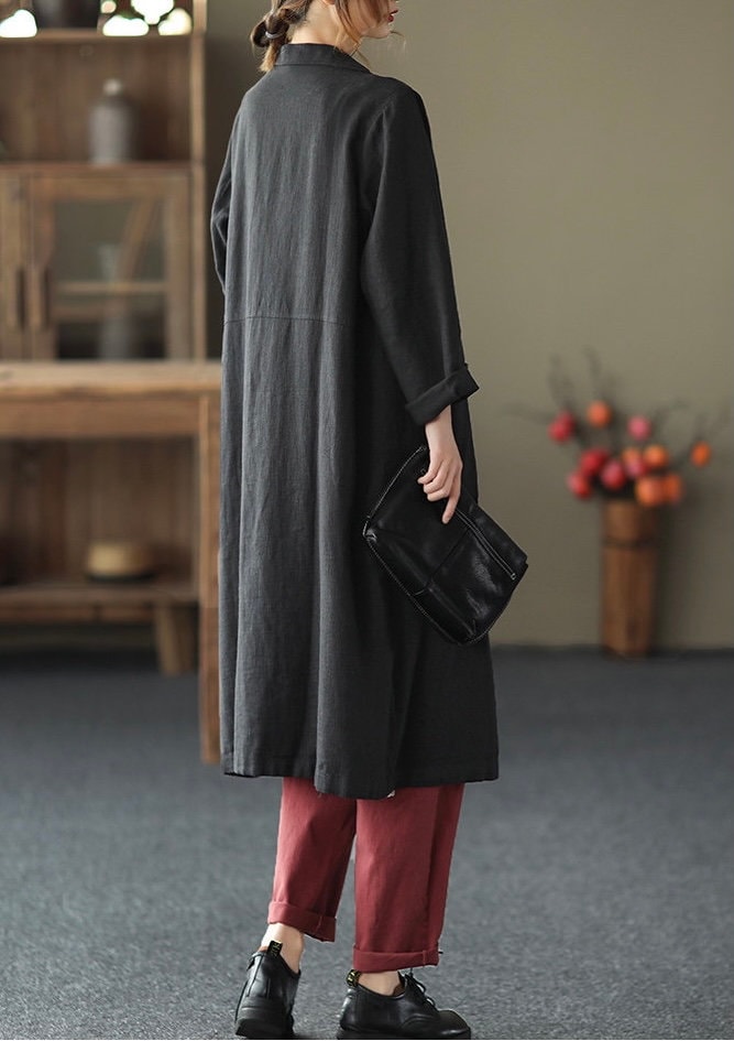 100% Linen Coat Burgundy Long Linen Duster Washed Linen Cardigan Linen Kimono Long Sleeves Jacket Washed Soft Linen Top Oversized Coat