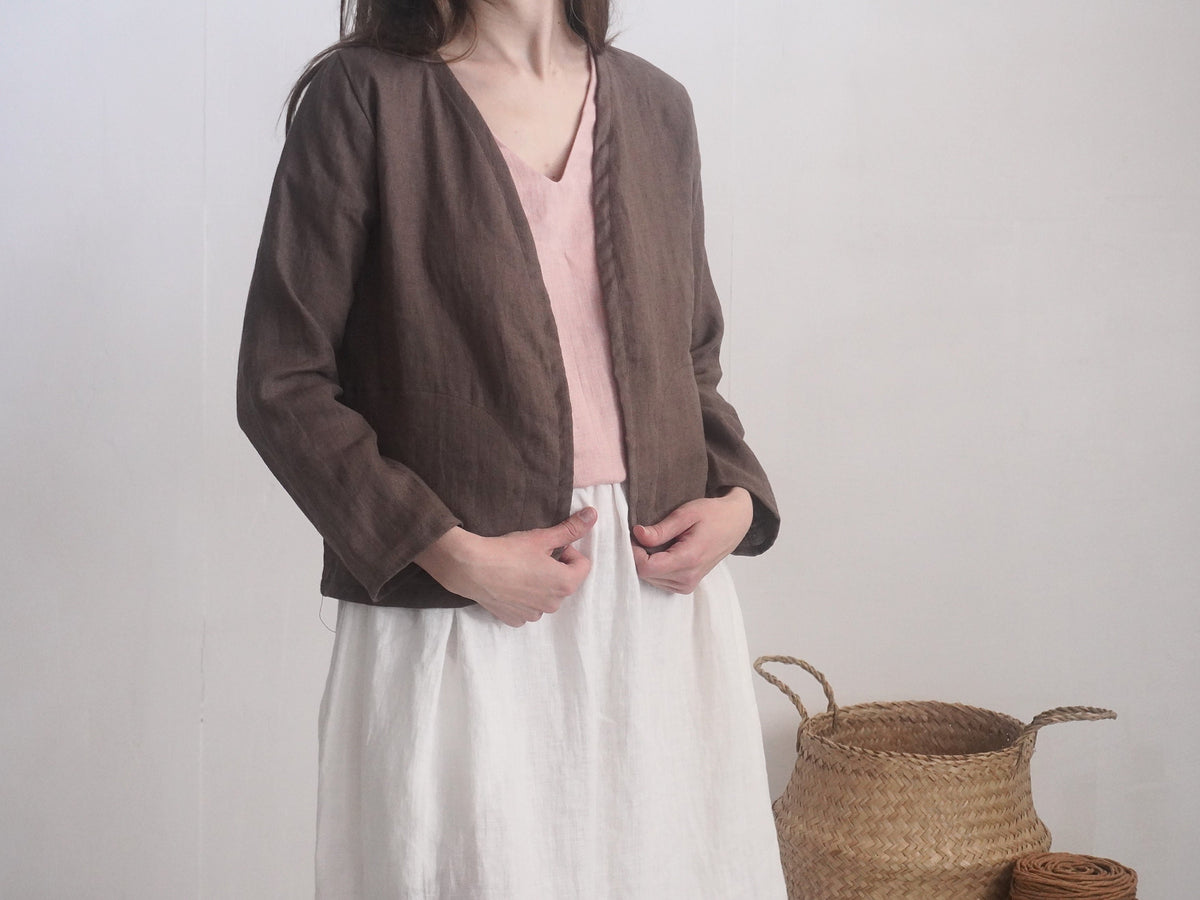 Linen short jacket. Linen women's jacket. Soft linen kimono jacket. Natural linen clothing. Sustainable clothing. Long sleeve jacket - PURUS