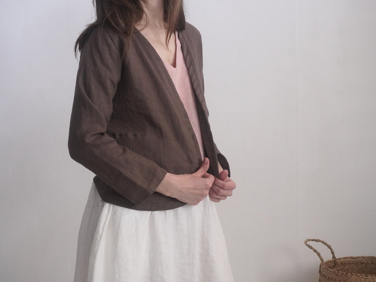 Linen short jacket. Linen women's jacket. Soft linen kimono jacket. Natural linen clothing. Sustainable clothing. Long sleeve jacket - PURUS