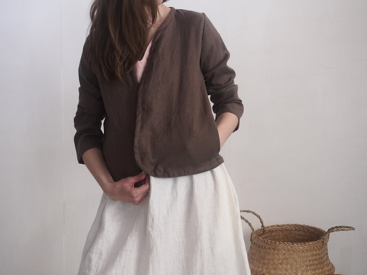 Linen short jacket. Linen women's jacket. Soft linen kimono jacket. Natural linen clothing. Sustainable clothing. Long sleeve jacket - PURUS