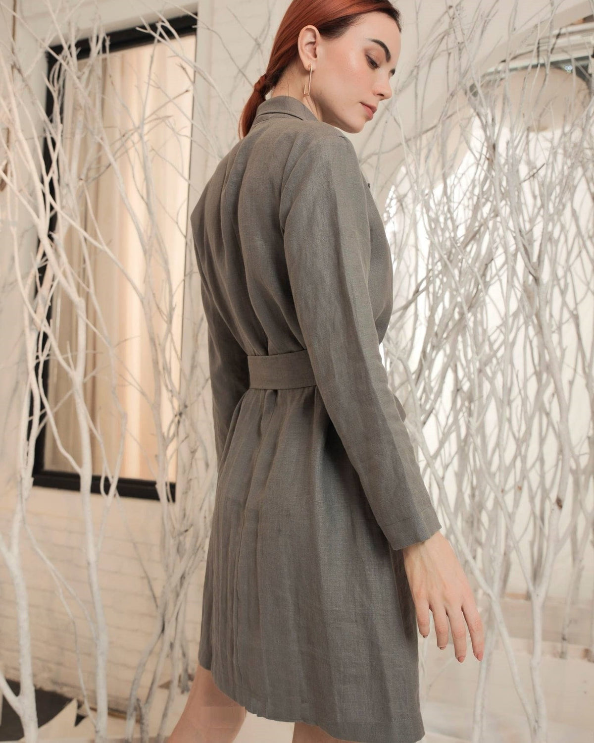 Linen Jacket - Linen Trench Coat - Linen Winter Coat - Women Duster Coat - Double Breasted Mid Length Coat - Tailored Women Coat - Handmade