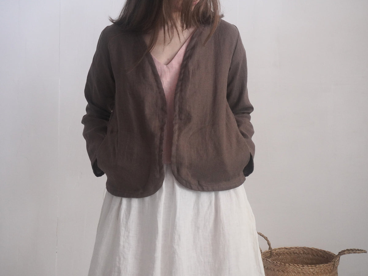 Linen short jacket. Linen women's jacket. Soft linen kimono jacket. Natural linen clothing. Sustainable clothing. Long sleeve jacket - PURUS