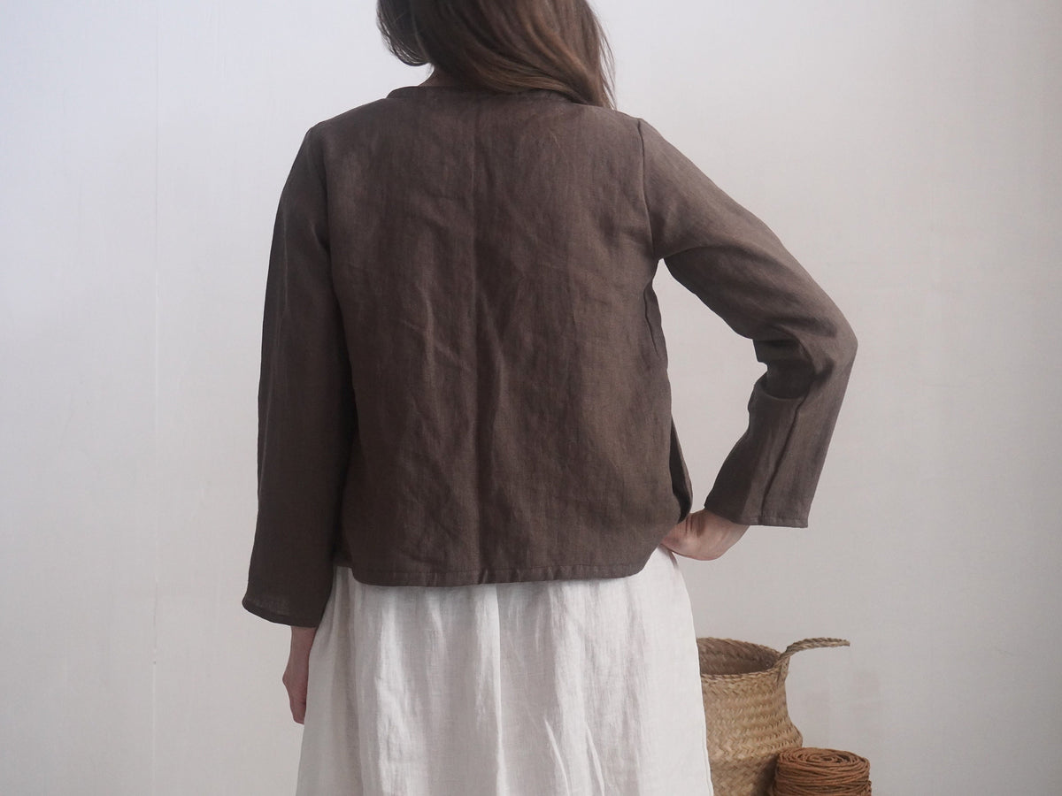 Linen short jacket. Linen women's jacket. Soft linen kimono jacket. Natural linen clothing. Sustainable clothing. Long sleeve jacket - PURUS