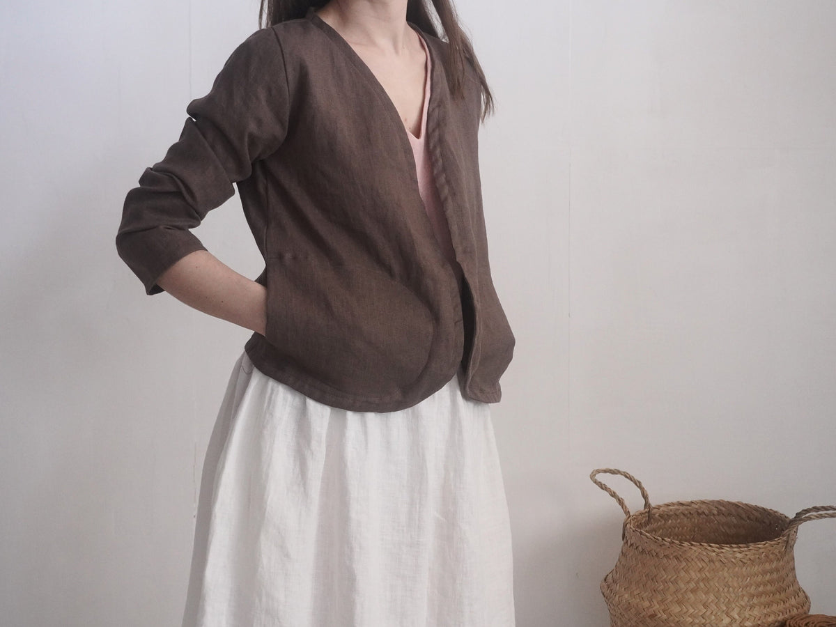 Linen short jacket. Linen women's jacket. Soft linen kimono jacket. Natural linen clothing. Sustainable clothing. Long sleeve jacket - PURUS