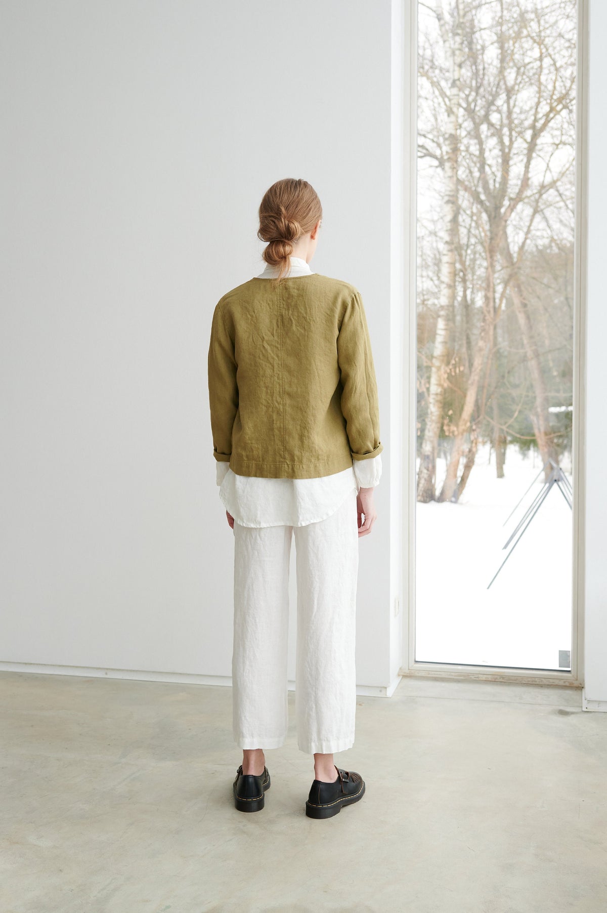 Francis olive jacket - Medium weight linen jacket - Linen jacket - Short linen jacket - Washed linen coat - Linen cardigan