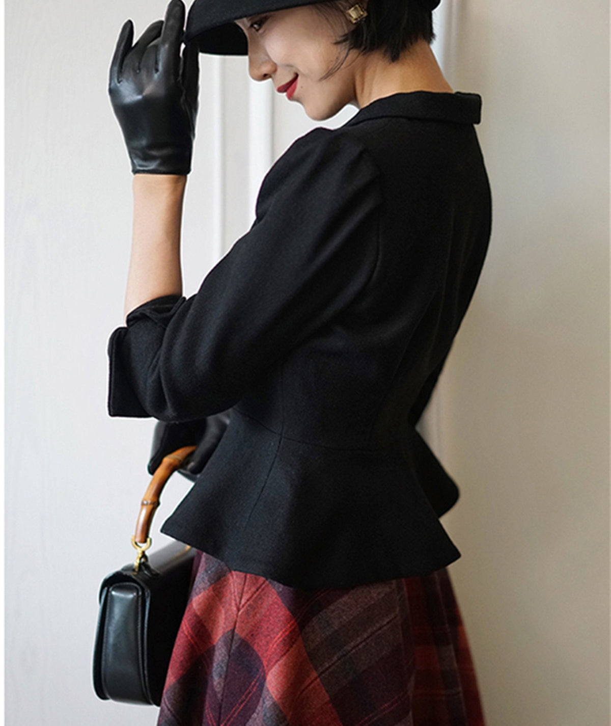 Black coat,Autumn Winter Short Coat,Wool Coat,Designer coat,Vintage Jacket,Women's Coat