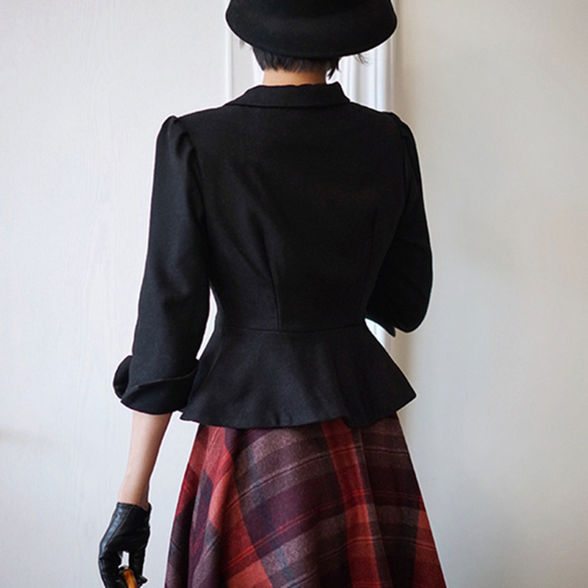 Black coat,Autumn Winter Short Coat,Wool Coat,Designer coat,Vintage Jacket,Women's Coat