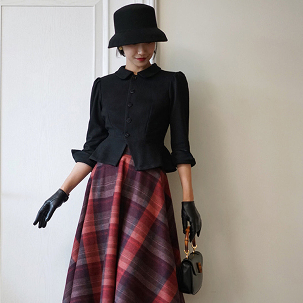 Black coat,Autumn Winter Short Coat,Wool Coat,Designer coat,Vintage Jacket,Women's Coat