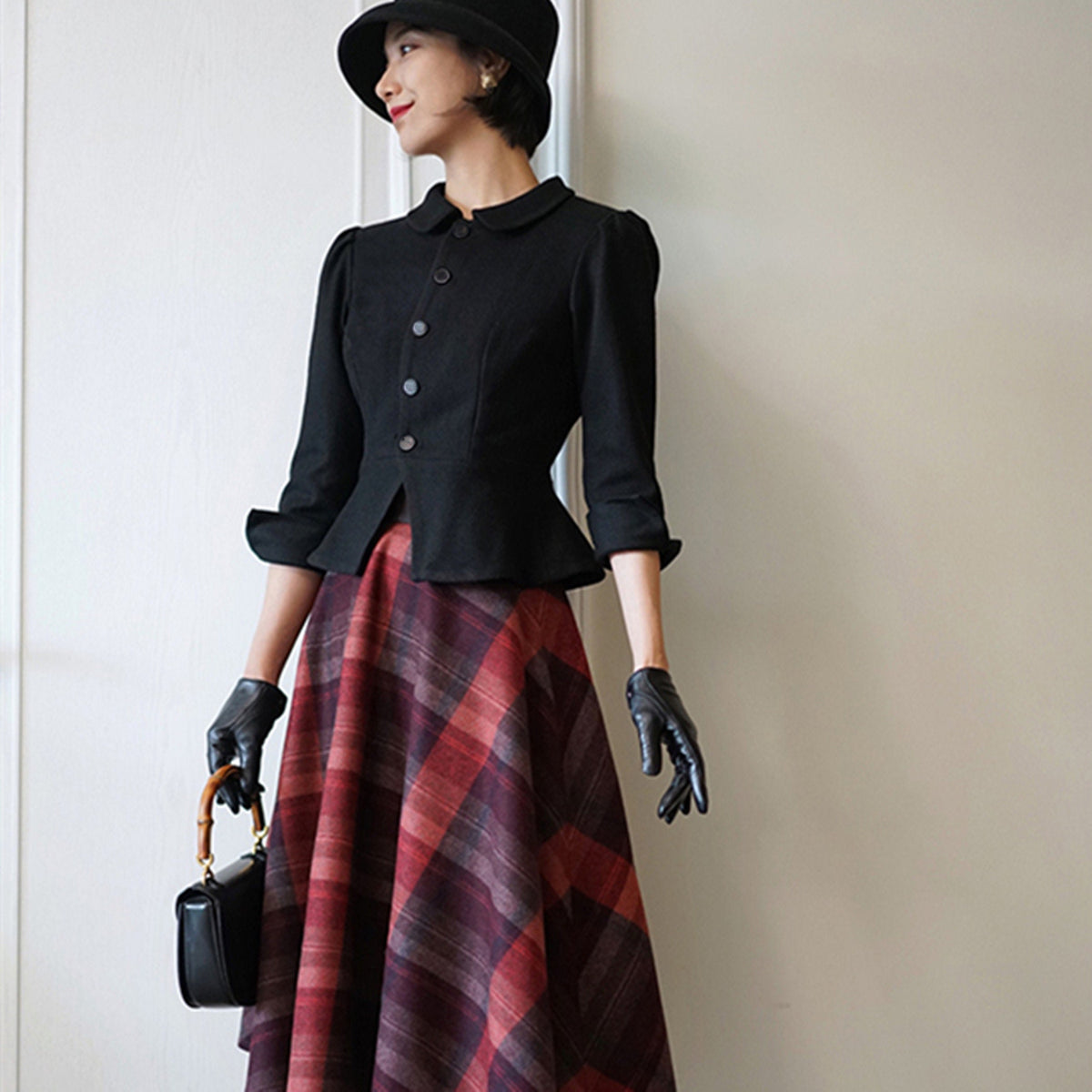 Black coat,Autumn Winter Short Coat,Wool Coat,Designer coat,Vintage Jacket,Women's Coat