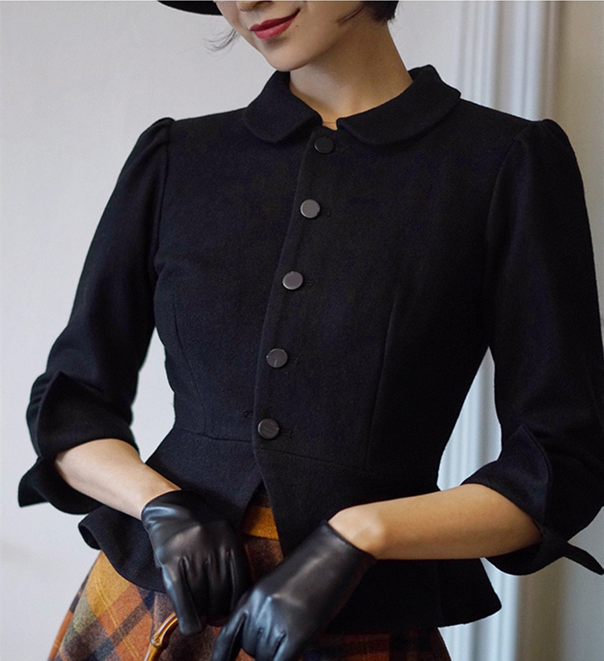 Black coat,Autumn Winter Short Coat,Wool Coat,Designer coat,Vintage Jacket,Women's Coat