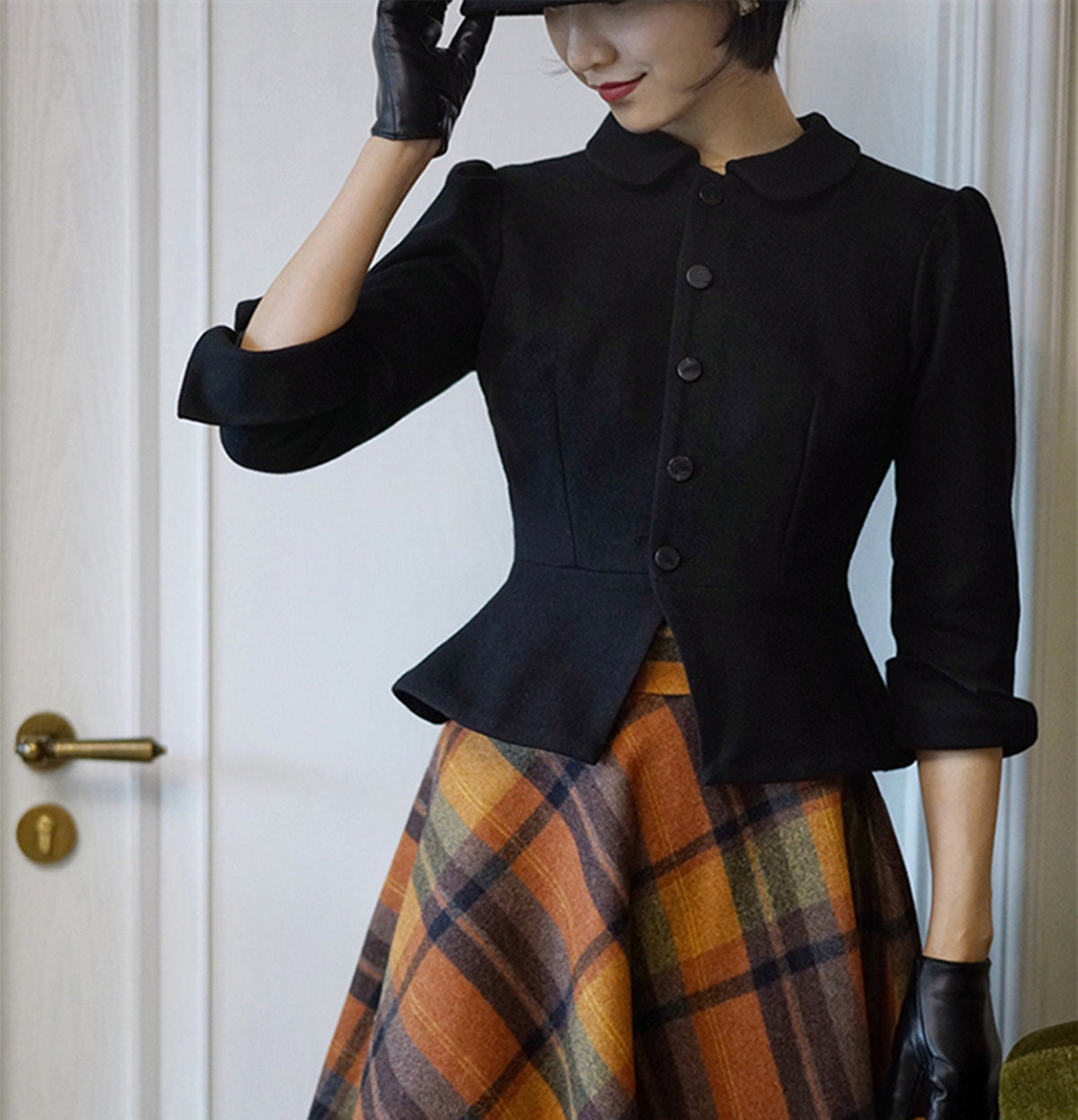 Black coat,Autumn Winter Short Coat,Wool Coat,Designer coat,Vintage Jacket,Women's Coat