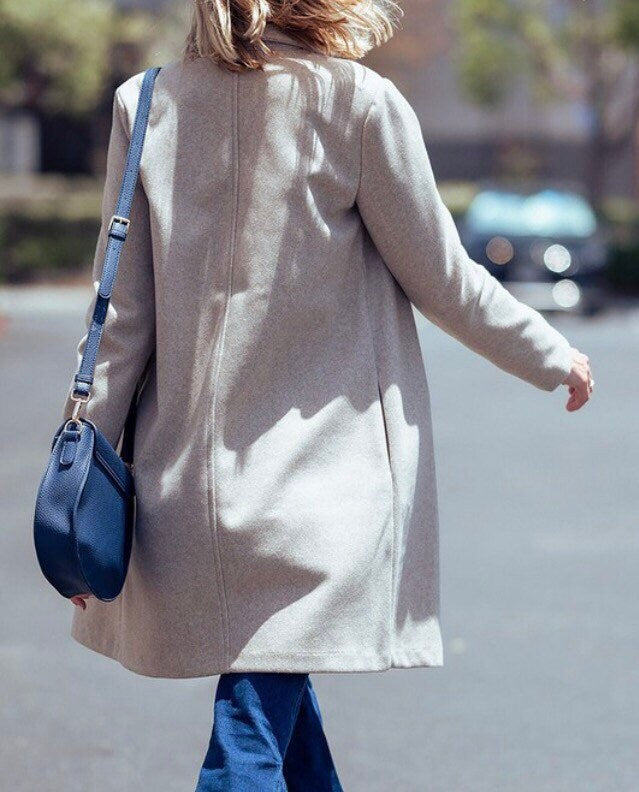 Long Line Fleece Open Coat, Hidden Side Pockets, Premium Quality, Dressy Long Jacket, no Closure, Versatile Fall Winter Fashion
