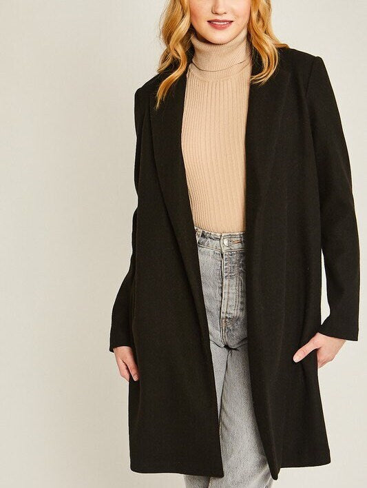 Long Line Fleece Open Coat, Hidden Side Pockets, Premium Quality, Dressy Long Jacket, no Closure, Versatile Fall Winter Fashion