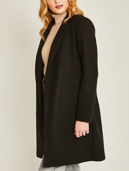 Long Line Fleece Open Coat, Hidden Side Pockets, Premium Quality, Dressy Long Jacket, no Closure, Versatile Fall Winter Fashion