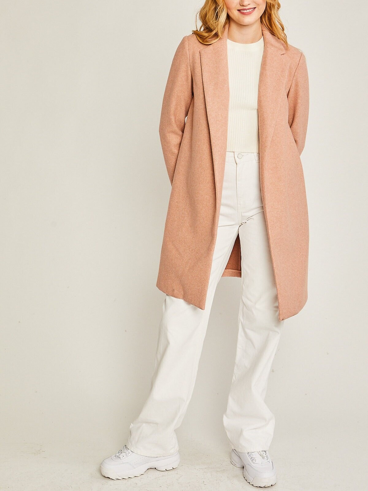 Long Line Fleece Open Coat, Hidden Side Pockets, Premium Quality, Dressy Long Jacket, no Closure, Versatile Fall Winter Fashion