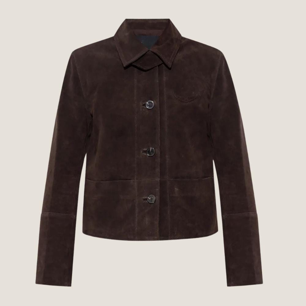 Handmade Cropped Goatskin Suede Jacket - Women's Button-Up Coat
