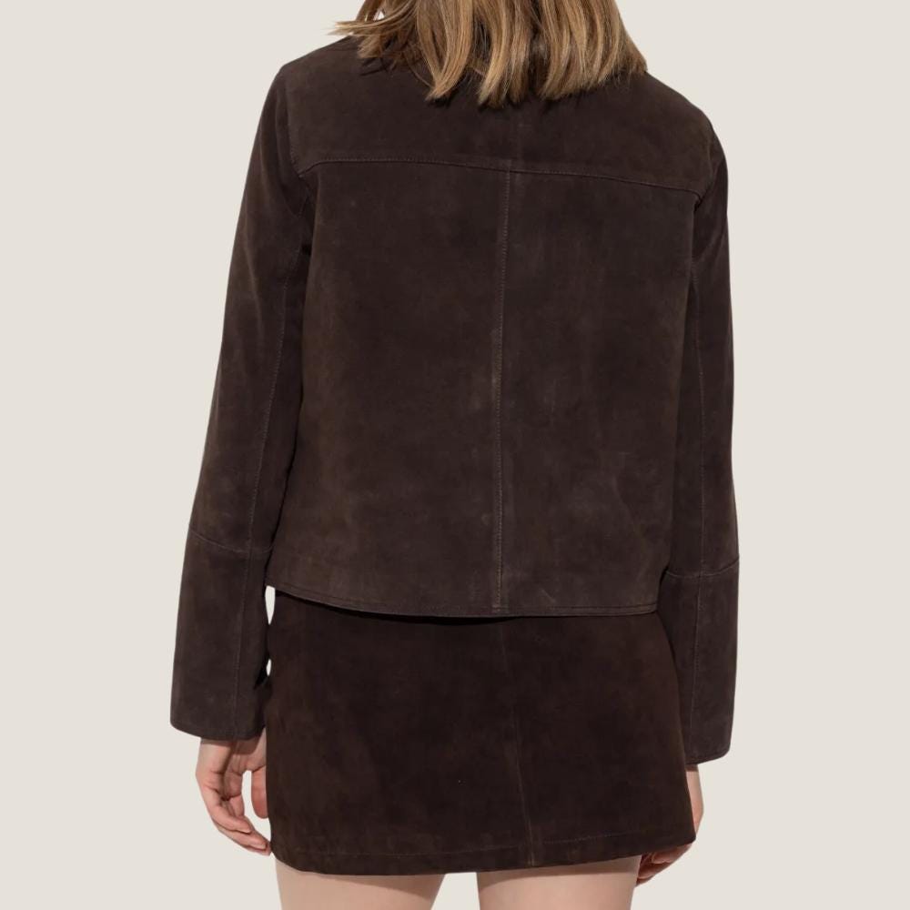 Handmade Cropped Goatskin Suede Jacket - Women's Button-Up Coat