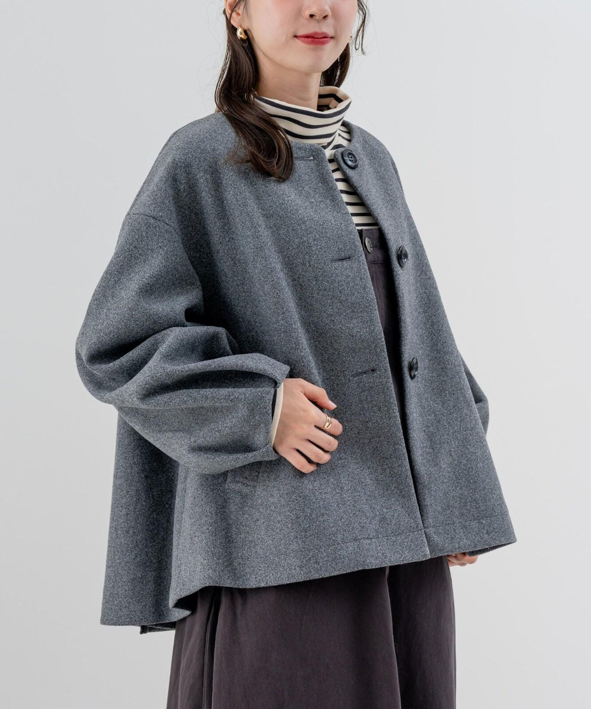 Short Length Collarless Short Coat