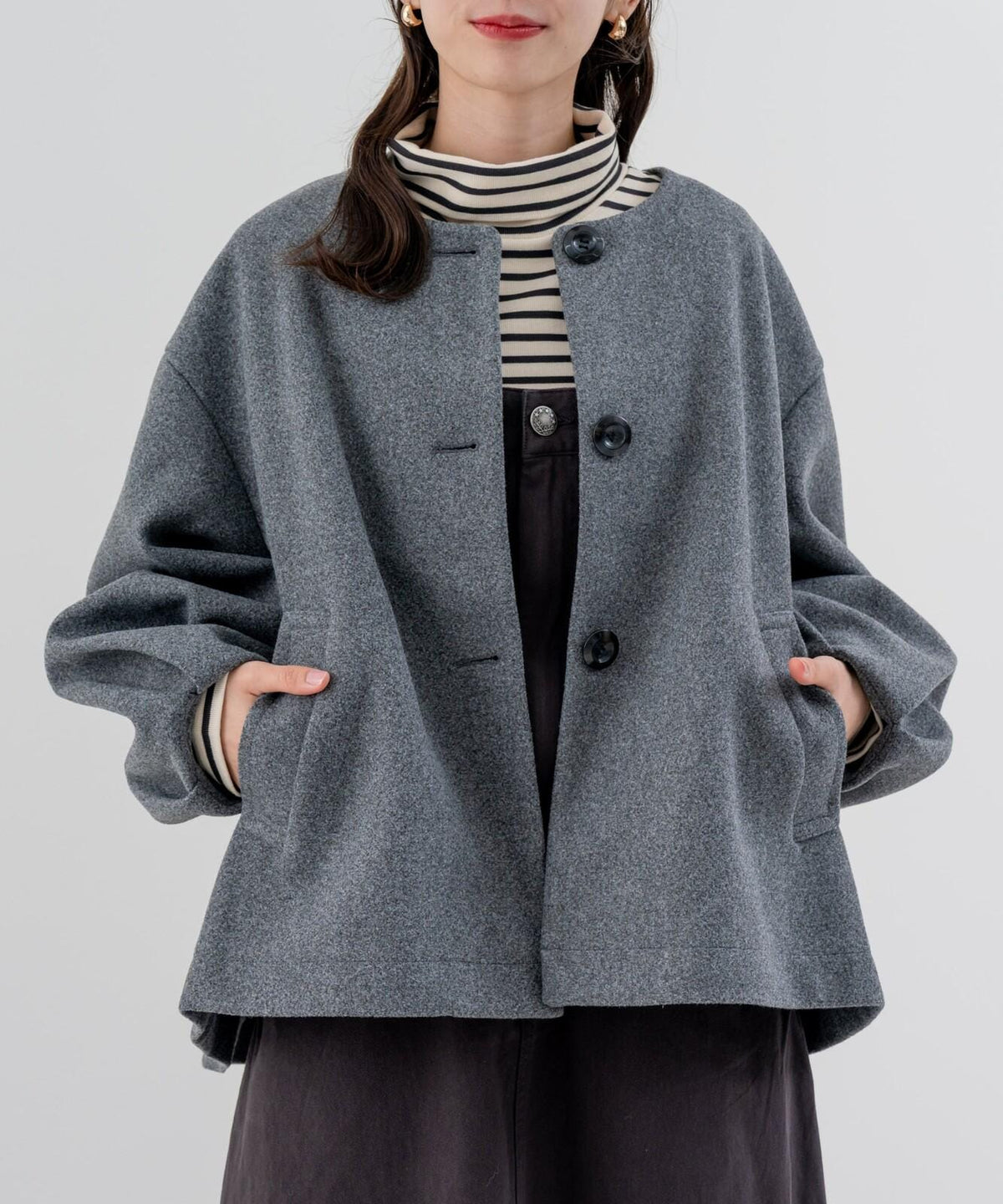 Short Length Collarless Short Coat