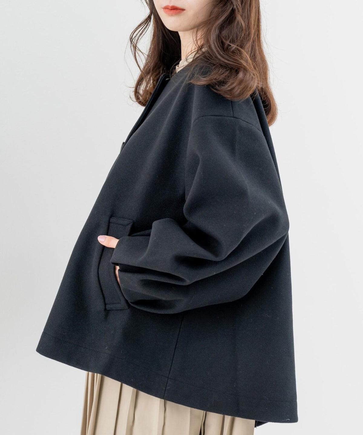 Short Length Collarless Short Coat
