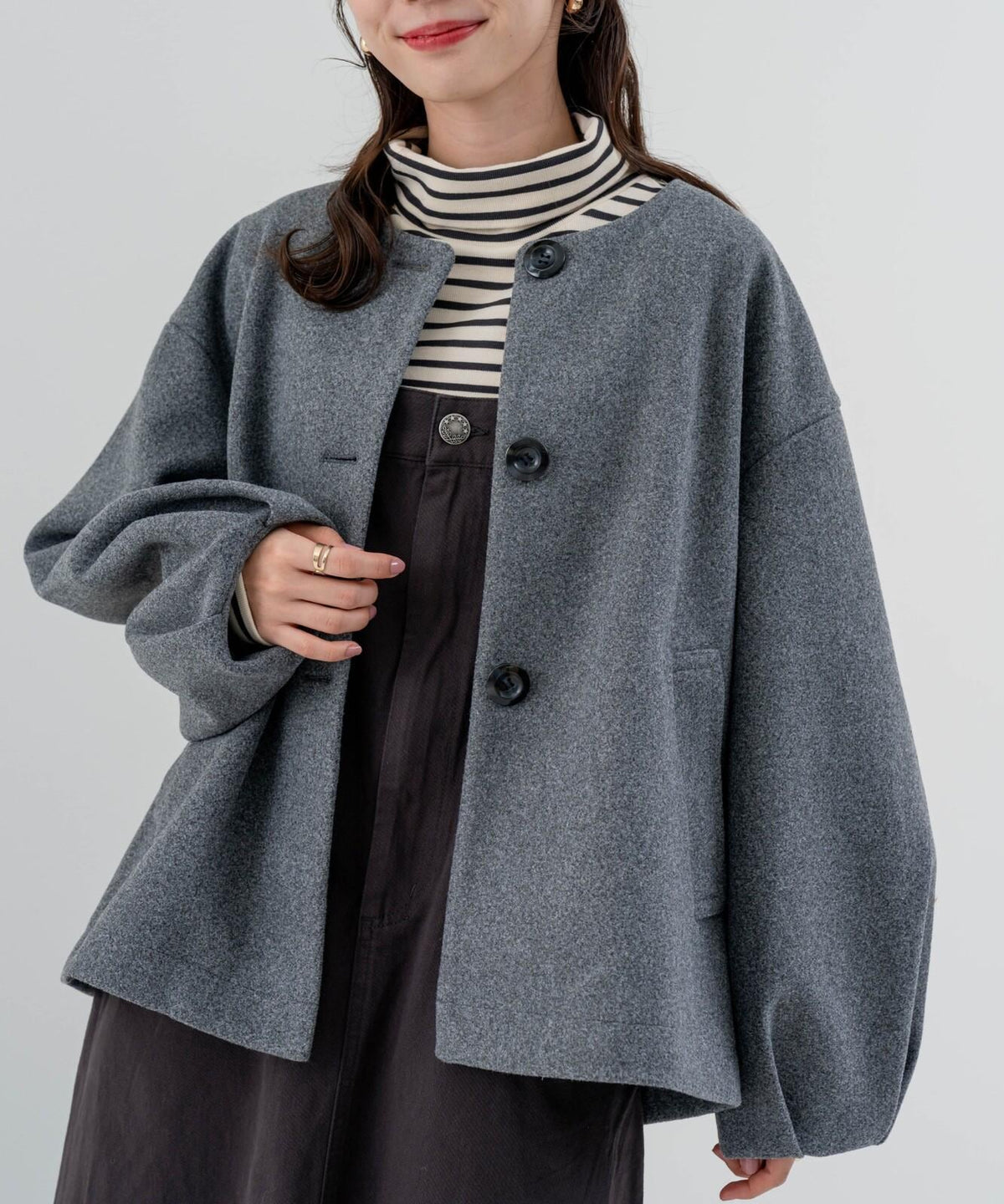 Short Length Collarless Short Coat
