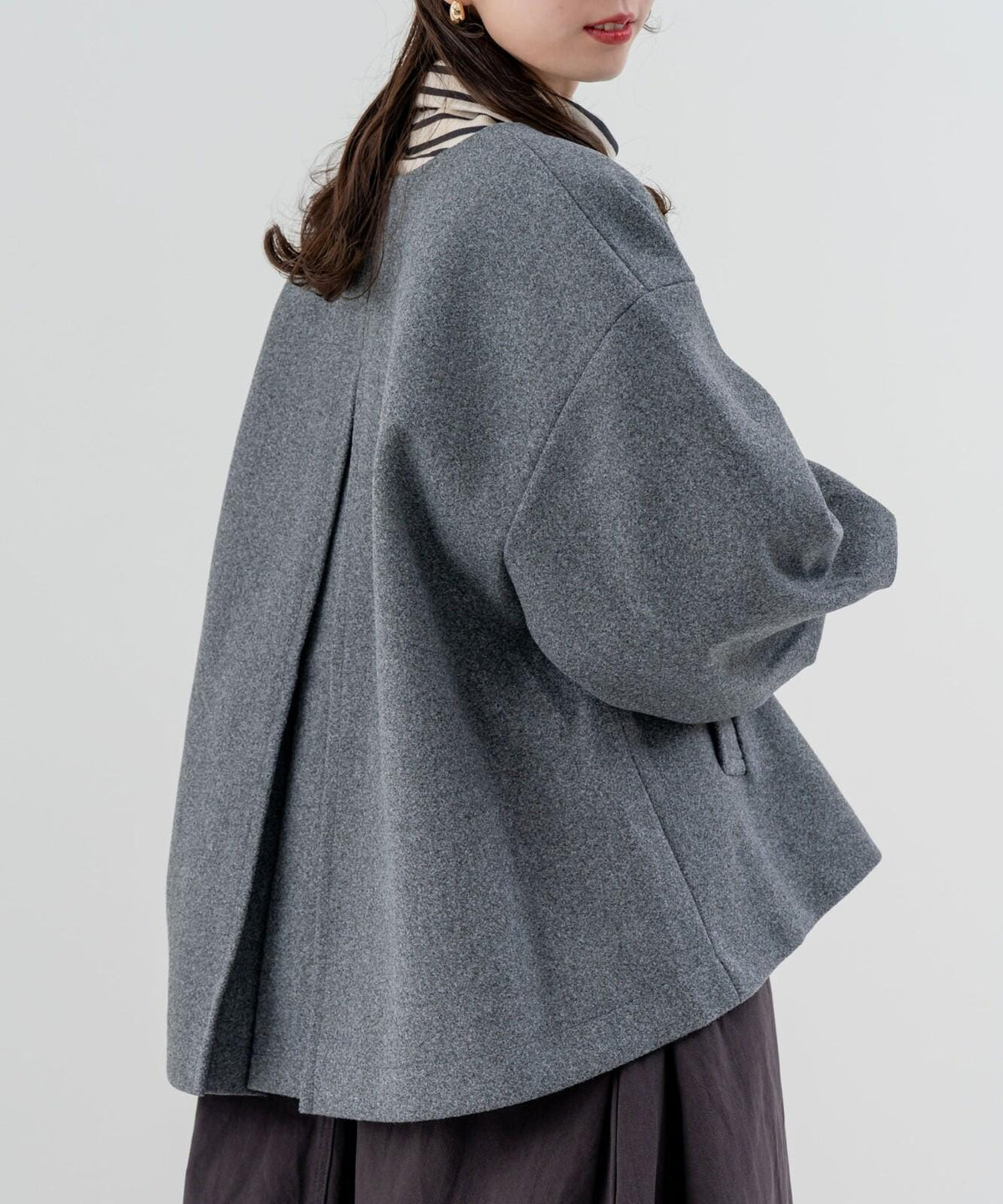 Short Length Collarless Short Coat