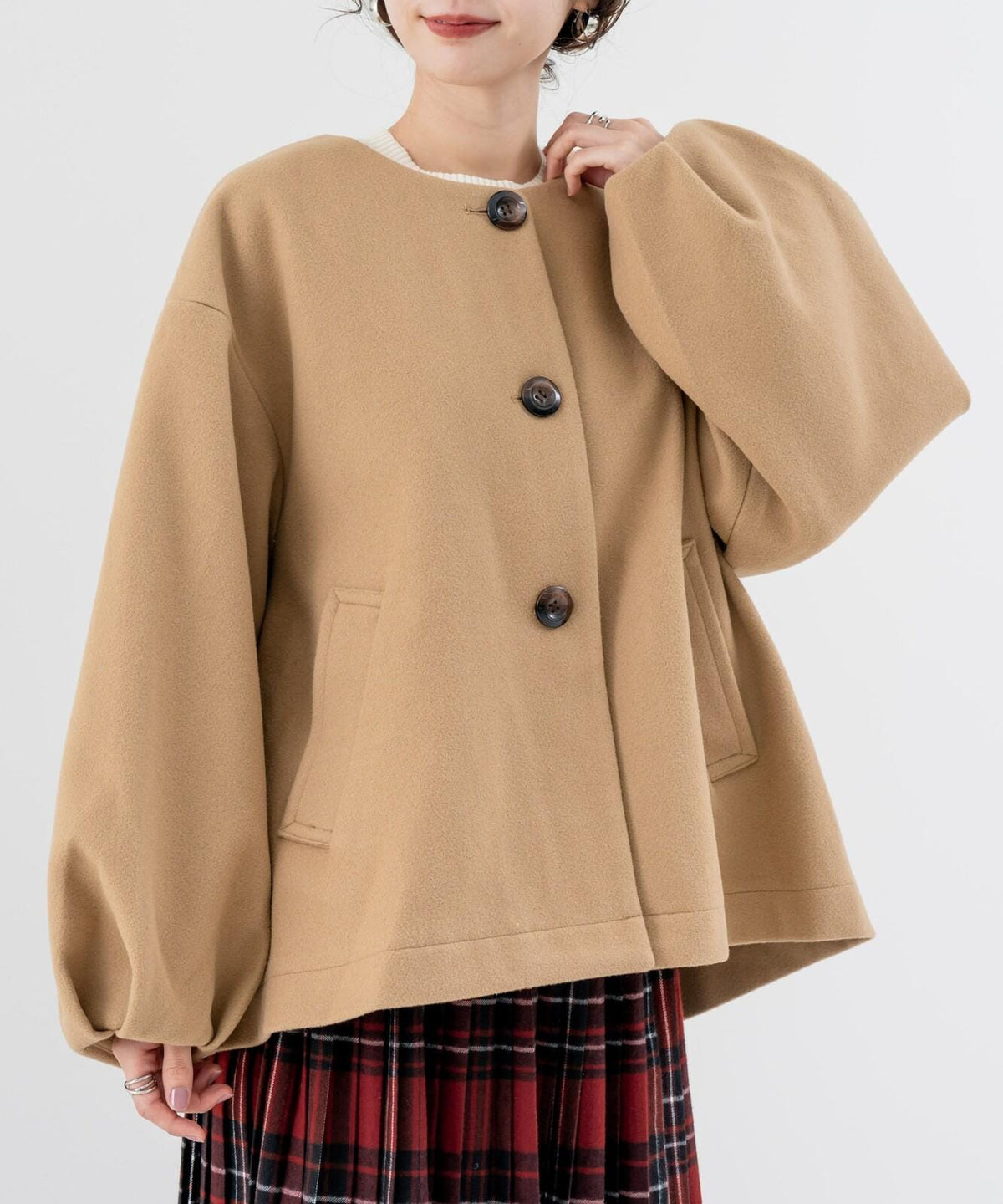 Short Length Collarless Short Coat