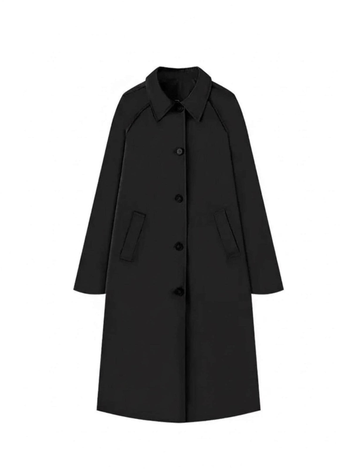 Women's  Long Trench Coat –  Lapel Single-Breasted Overcoat, Autumn Winter High Street Loose Fashion Coat