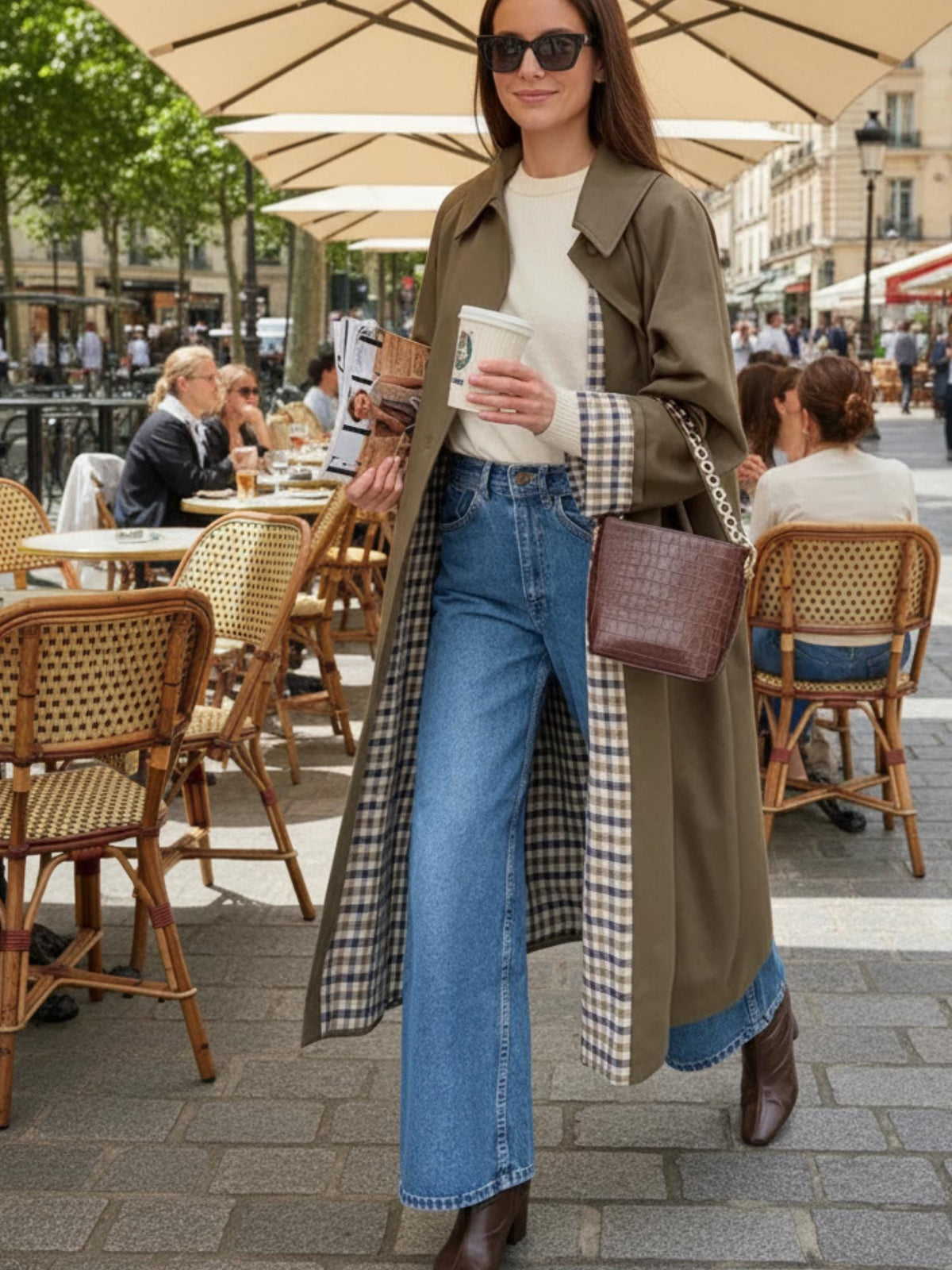 Women's  Long Trench Coat –  Lapel Single-Breasted Overcoat, Autumn Winter High Street Loose Fashion Coat