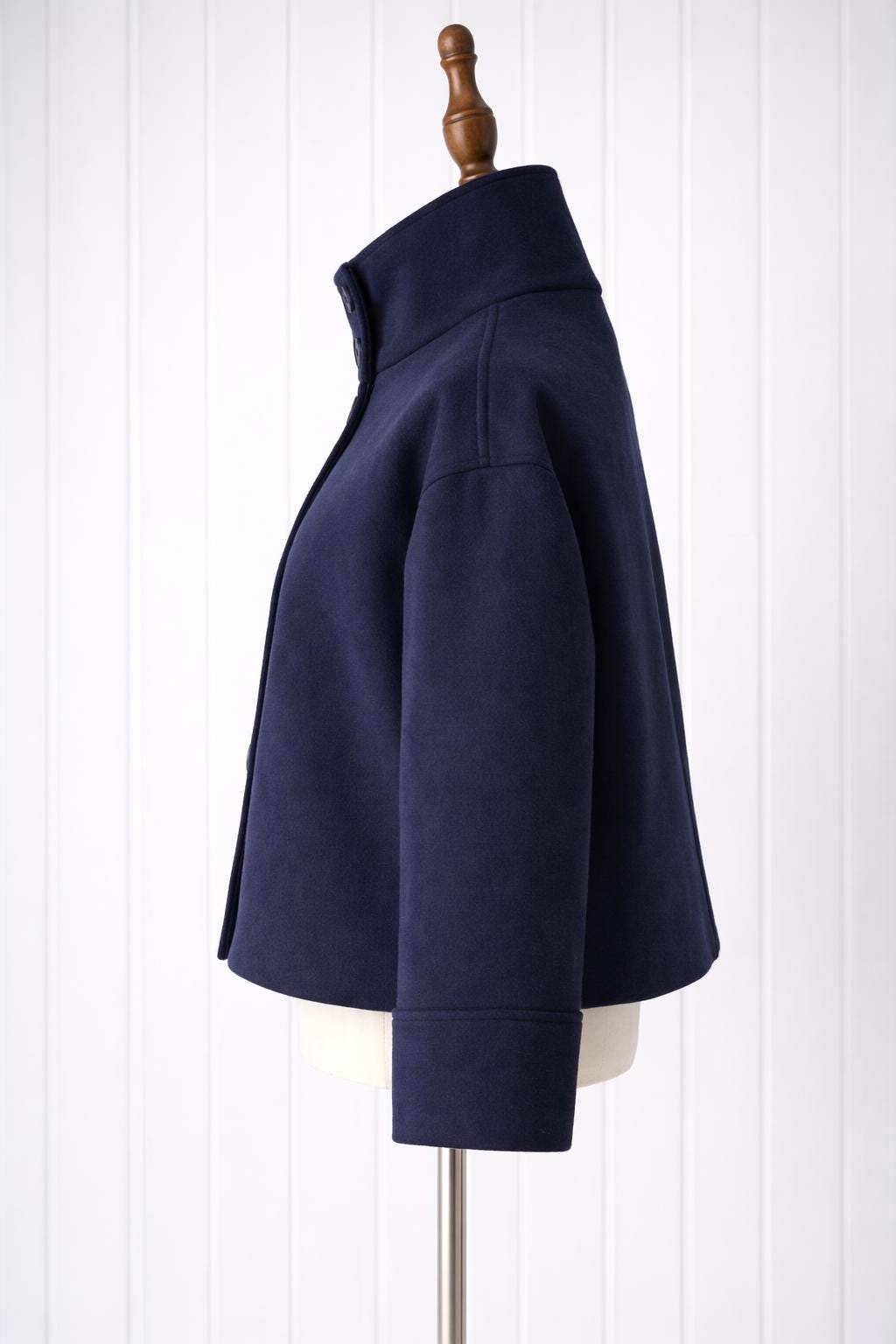 Cropped Stand Collar Jacket, Minimalist Button Coat, Modern Chic Structured Fall Women's