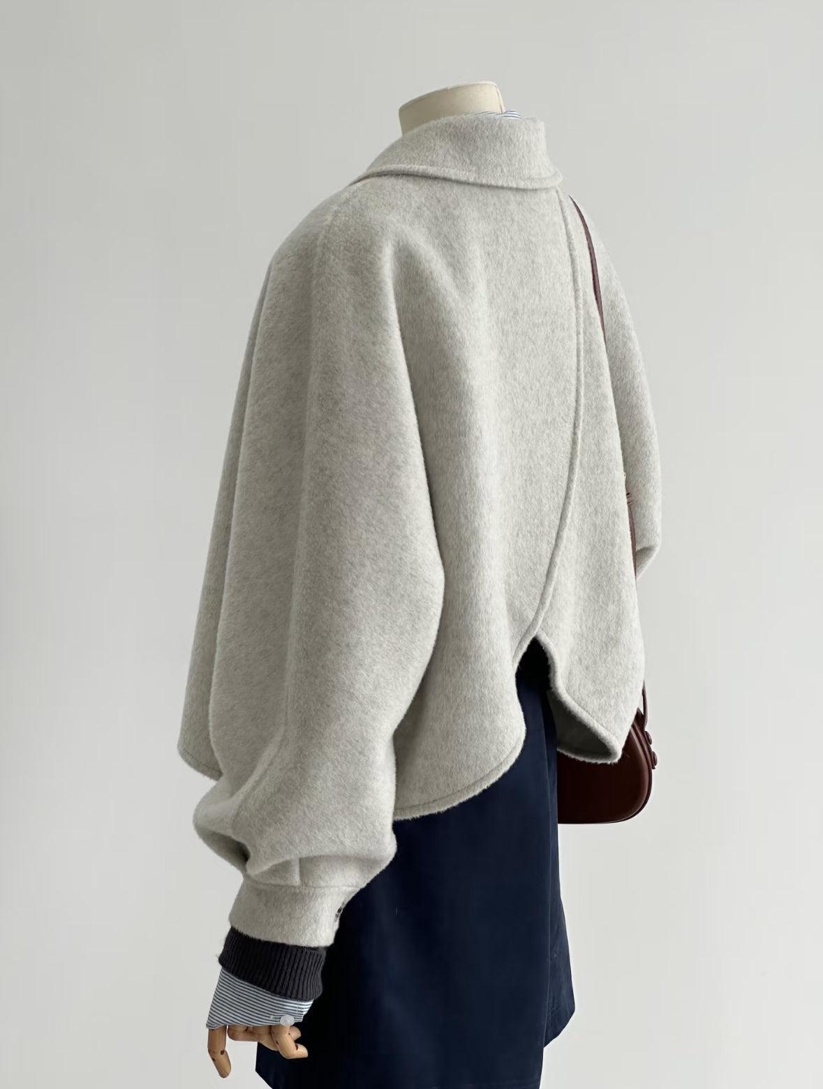 100% Natural Fabrics Wool Cropped Jacket for Women | Short Ruffle Unique Cut Textured Wool Coat |  LOOM & LINE - Floral