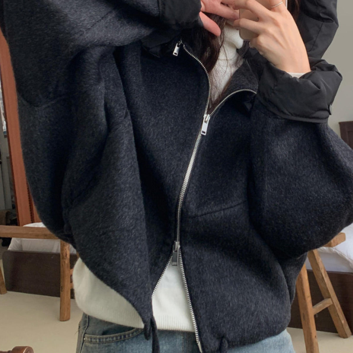 Loose Zip Jacket | Casual Long Sleeve Top | Autumn Wear | Minimalist Fashion Style