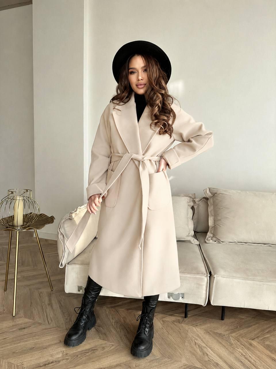 Brown Cashmere Wrap Coat, Belted Wool Robe Trench, Long Fall Winter Overcoat with Patch Pockets, Minimalist Quiet Luxury Duster Jacket