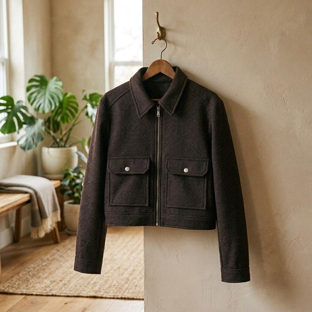 Women's Long-Sleeve Zip-Up Short Winter Coat with Pockets, Casual Streetwear Outerwear Fashion Trendy